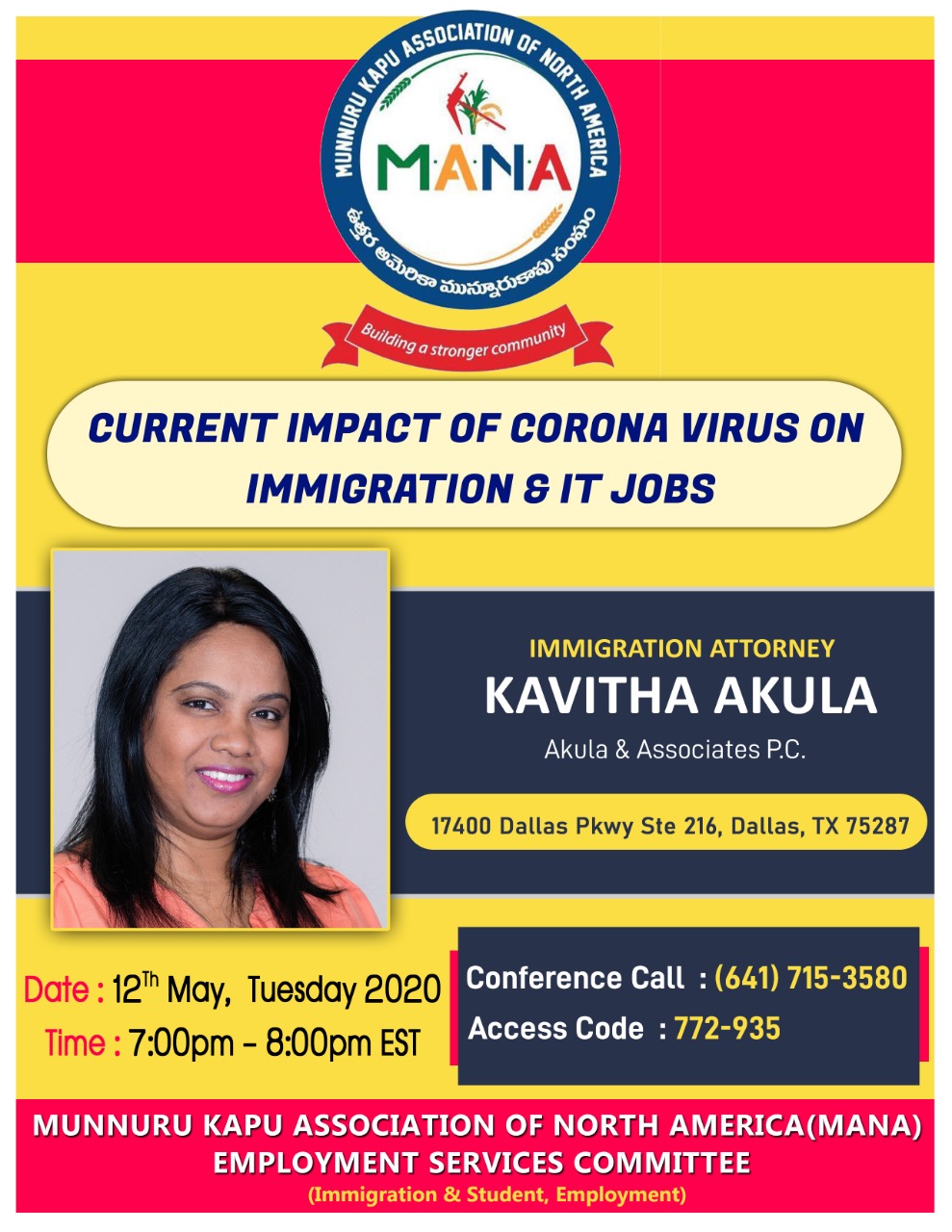 IMMIGRATION CONFERENCE MEETING BY ATTORNEY  KAVITHA AKULA  